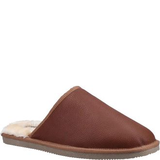 Hush Puppies Heren Coady Leren Slippers (Tan)