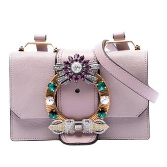 Miu Miu Pre-owned Handbags, female, Pink, Size: ONE SIZE Pre-owned Crystal-Embellished Crossbody Bag