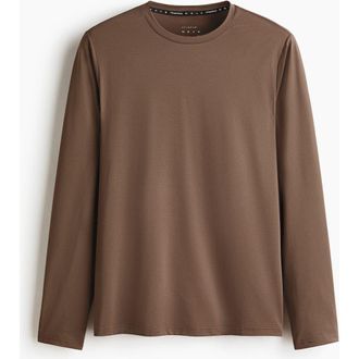H&M Long-sleeved Sports Top With Drymove in Medium Brown at Nordstrom, Size Xx-Large