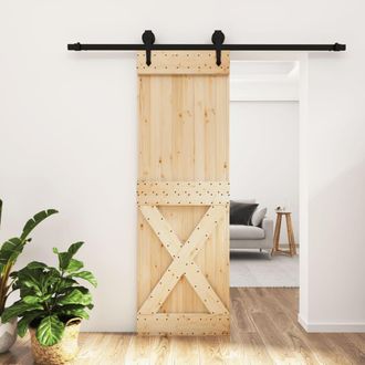 vidaXL Vidaxl - Puerta Corredera Con Herrajes Madera Maciza De Pino 70x210 Cm