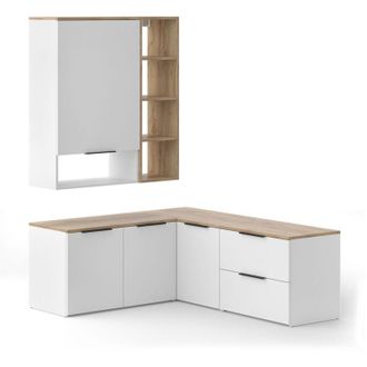 Vicco Parete attrezzata soggiorno Wido, Bianco/Sonoma, 5 parti
