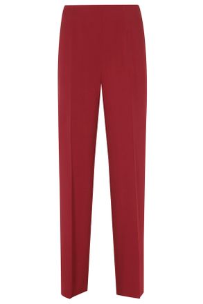 Alberta Ferretti Red Cady Stretch Back Pockets Viscose Straight-Leg Trousers