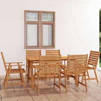 vidaXL Juego De Comedor Para Jard&iacute;n 7 Piezas Madera Maciza De Acacia Vidaxl