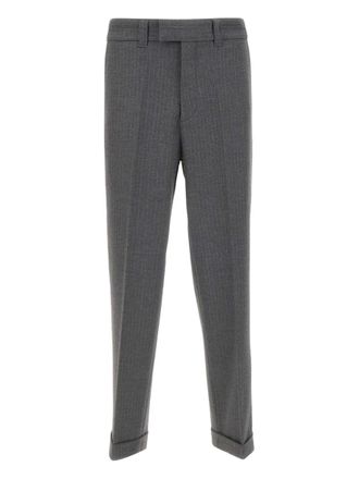 Paolo Pecora pinstripe cuffed-hem trousers - Grey