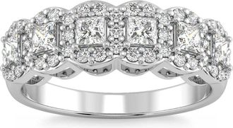 Pompeii3 1Ct Princess Cut Diamond Wedding Ring Stackable Band 14k Gold Lab Grown