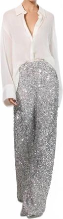 Alice & Olivia Mame Sequin Pant In Silver