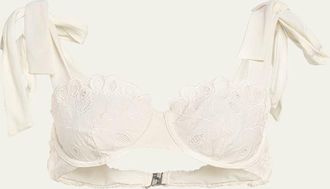 SIMKHAI Sofie Embroidered Tie-Strap Bikini Top