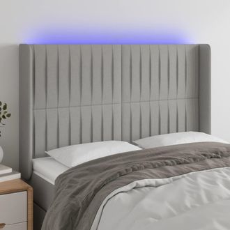 vidaXL Cabecero Con Led De Tela Gris Claro 147x16x118/128 Cm Vidaxl