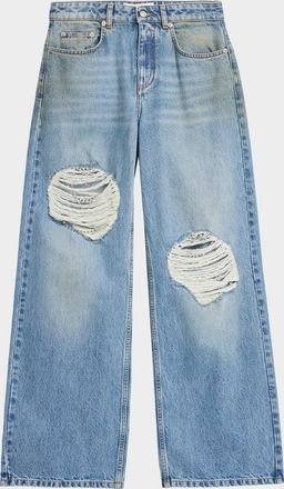 Area Crystal Fray Relaxed-Leg Jeans