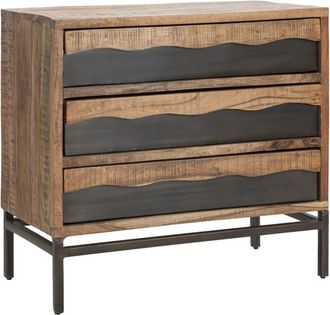 Mauro Ferretti Cómoda de madera marrón con 3 cajones 88x45x80 cm