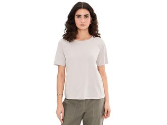 Eileen Fisher Organic Pima Cotton Jersey Round Neck T-Shirts Womens Clothing Chalk : MD, Jersey/Cotton