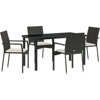 vidaXL Vidaxl - Conjunto De Comedor De Jard&iacute;n Con Coj&iacute;n 5 Pcs Negro Polirat&aacute;n