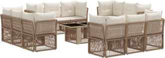 vidaXL Conjunto De Sof&aacute;s De Jard&iacute;n 13 Uds. Beige Rat&aacute;n Sint&eacute;tico Vidaxl