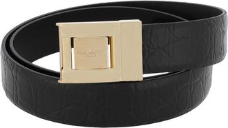 Saint Laurent Croc-Embossed Boucle La 76 Belt, Size 90
