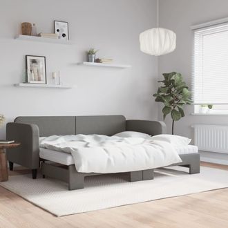 vidaXL Vidaxl - Sof&aacute; Cama Nido Con Colch&oacute;n Tela Gris Oscuro 90x200 Cm
