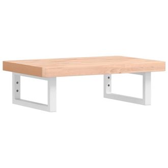Berkfield Home Basin Shelf Wall Mounted Steel & Solid Wood Beech in Brown