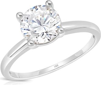 MAX + STONE 14k Yellow of White Gold 2 Carat Round Cubic Zirconia Solitaire Engagement Ring