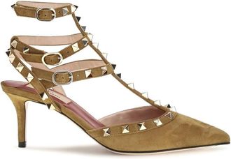 Valentino Garavani Beige Rockstud Suede Pumps