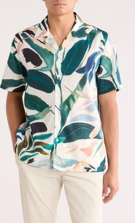 Ted Baker Rognski Tropical Floral Short Sleeve Camp Shirt in White Traditional at Nordstrom Rack, Size 7(3Xl)