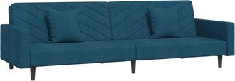 vidaXL Sof&aacute; Cama De 2 Plazas Con Dos Almohadas Terciopelo Azul Vidaxl