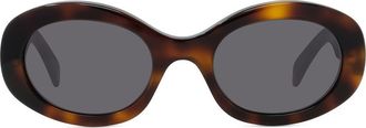 Celine Triomphe 52mm Oval Sunglasses in Shiny Classic Havana/Smoke at Nordstrom