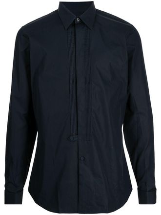 Prada pleat-detail long-sleeve shirt - men - Cotton - 38 - Blue