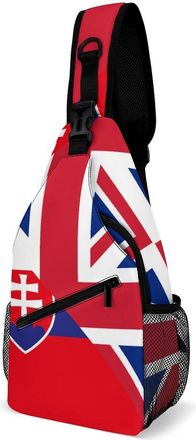 Generic Birtish And Slovenia Flag Mens Shoulder Bags Sling Crossbody Backpack Travel Hiking Chest Bag with Small Side 38x20cm