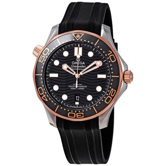 Omega Seamaster Automatic Steel & 18kt Sedna Gold Black Dial Mens Watch 210.22.42.20.01.002