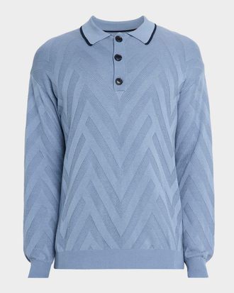 Scotch & Soda Mens Zigzag Knit Polo Sweater