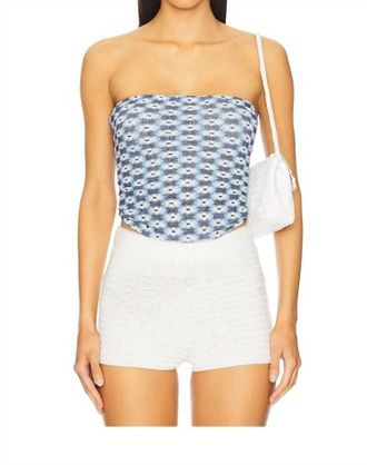 Free People Womens Boulevard Tube Top In Blue Vista Combo