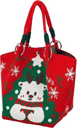 Generic NYSDM Merry Christmas Kind Santa Claus Knitted Handbag