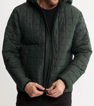 Jachs NY Light Quilted Hooded Puffer Jacket In Forest Green