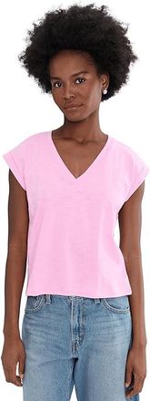 Lilla P Cuffed Sleeve V-Neck Womens Clothing Taffy : LG, Cotton