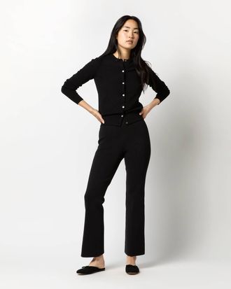 Ann Mashburn Lara Knit Flare Cropped Pants In Black Supima Cotton