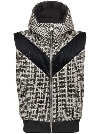 Balmain monogram-print puffer gilet - Black