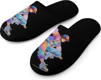 Generic Ice Skaters (1) Mens Slippers Warm Non-Slip Houes Shose Spa Slipper for Home Bedroom