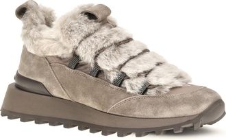 Brunello Cucinelli Womens Suede And Tech Cotton Sneakers With Shearling Lining Monili Detail Taiga Upper: Suede; Sole: Rubber