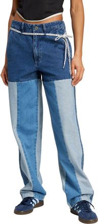 adidas Originals Womens Kseniaschnaider Patchwork Straight Leg Jeans in Blue Denim - Size 29 Inch