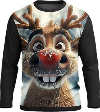Generic Santa Claus Funny Ugly Christmas Jumpers for Men Christmas Jumper Santa Costume Xmas Jumpers for Men UK Novelty 3D Sweatshirt Pullover Tops Festive Ou