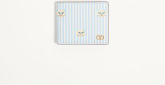 Valentino Garavani Portafoglio Valentino Garavani VLogo Signature In Vitello Granato Con Stampa Le Chat De La Maison Uomo AZZURRO/AVORIO UNI