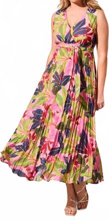 Tribal Sleeveless Plisse Maxi Dress In Teaberry