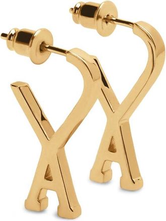 Ami Brass Small Ami De Coeur Hoops