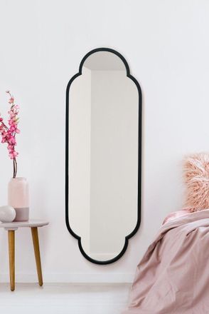 MirrorOutlet Black Metal Framed Double Arched Oval Wall Mirror 150 X 52CM | Size: 1 Pack