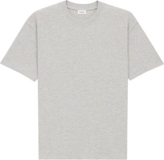 Saint Laurent Grijze Crewneck T-shirt met Cassandre Borduurwerk - Heren - T-shirts - Grijs - M - Katoen - Tops