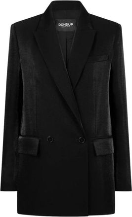 Dondup Zwarte wollen double-breasted blazer - Dames - Blazers - Zwart - M - Wol - Jassen