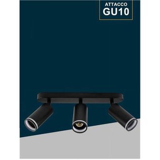 Trade Shop Trade Shop Traesio - Trade Shop - Applique Plafoniera Orientabile Da Soffitto Parete 3 Diffusori Lampada Gu10 Ts-3 - Negro