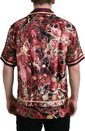 Dolce & Gabbana Mens Multicolor Button Down Silk Shirt