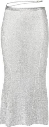 Jacquemus The Brilho lurex midi skirt - women - Viscose/Polyester - 42 - Silver