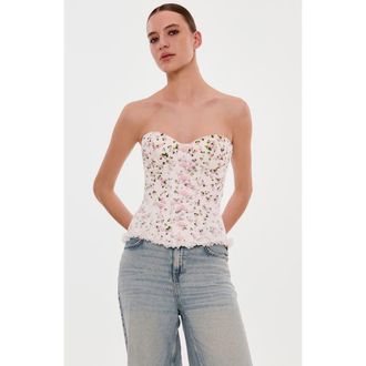 Milla Structured Satin Corset Top With Rosebuds for Special Occasions in Apple Blossom at Nordstrom, Size 6