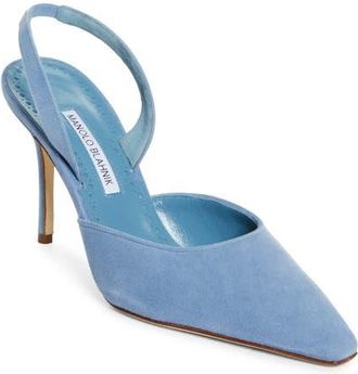 Manolo Blahnik Borelapla Slingback Pump in Blue at Nordstrom, Size 10.5Us